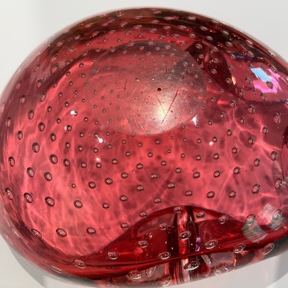 Vintage  Cranberry Murano Glass Bowl Ashtray - Picture 8 of 8